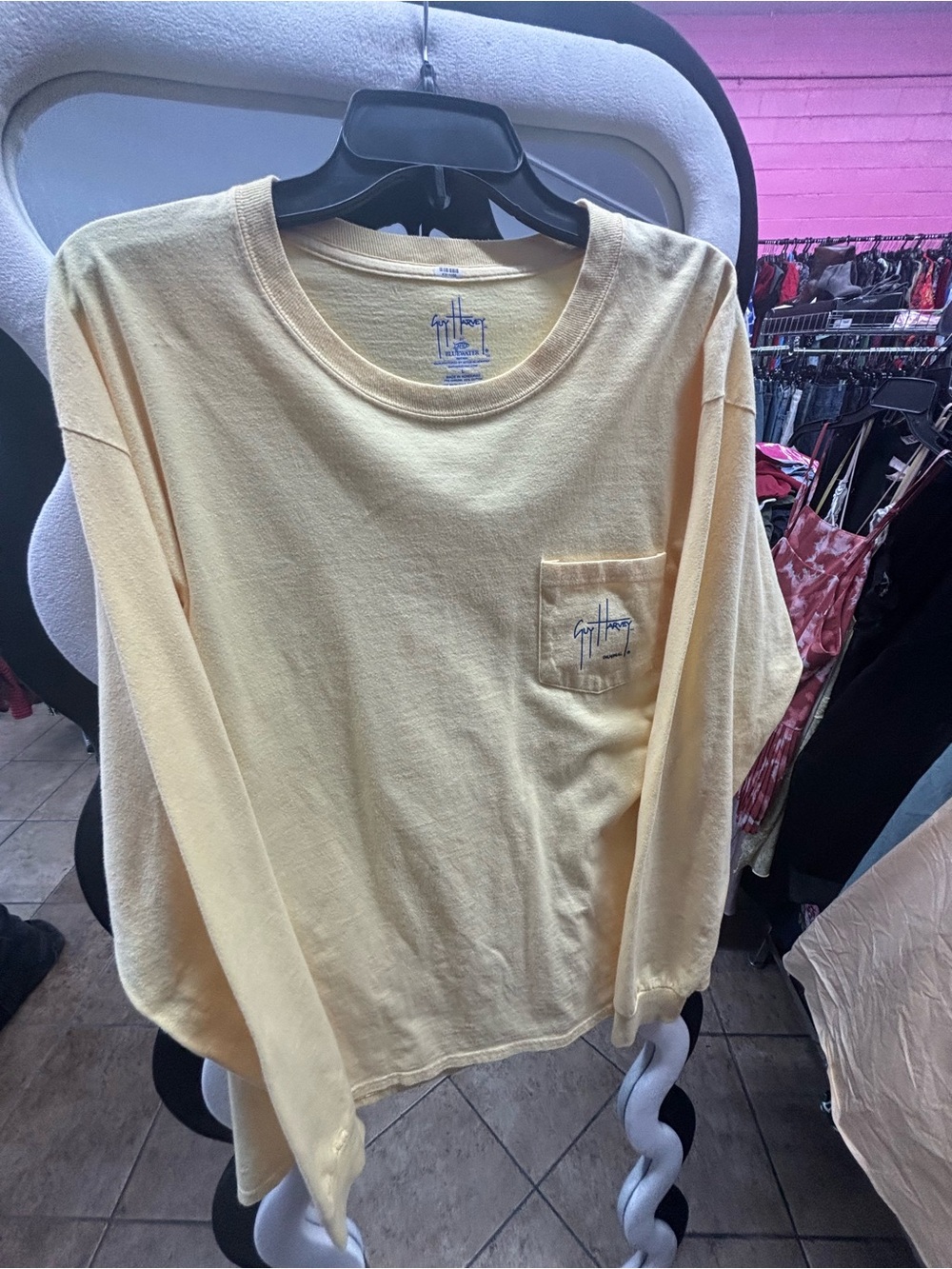 Guy Harvey Pale Yellow Long-Sleeve Pocket Tee